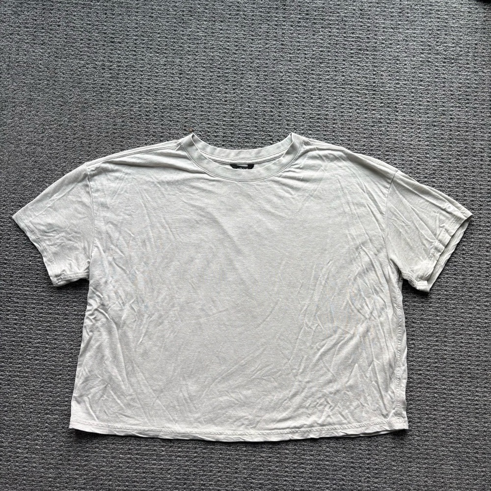 Allbirds TrinoXO Short Sleeve Tee Large Neutral Beige Boxy Soft Tee - Picture 2 of 11